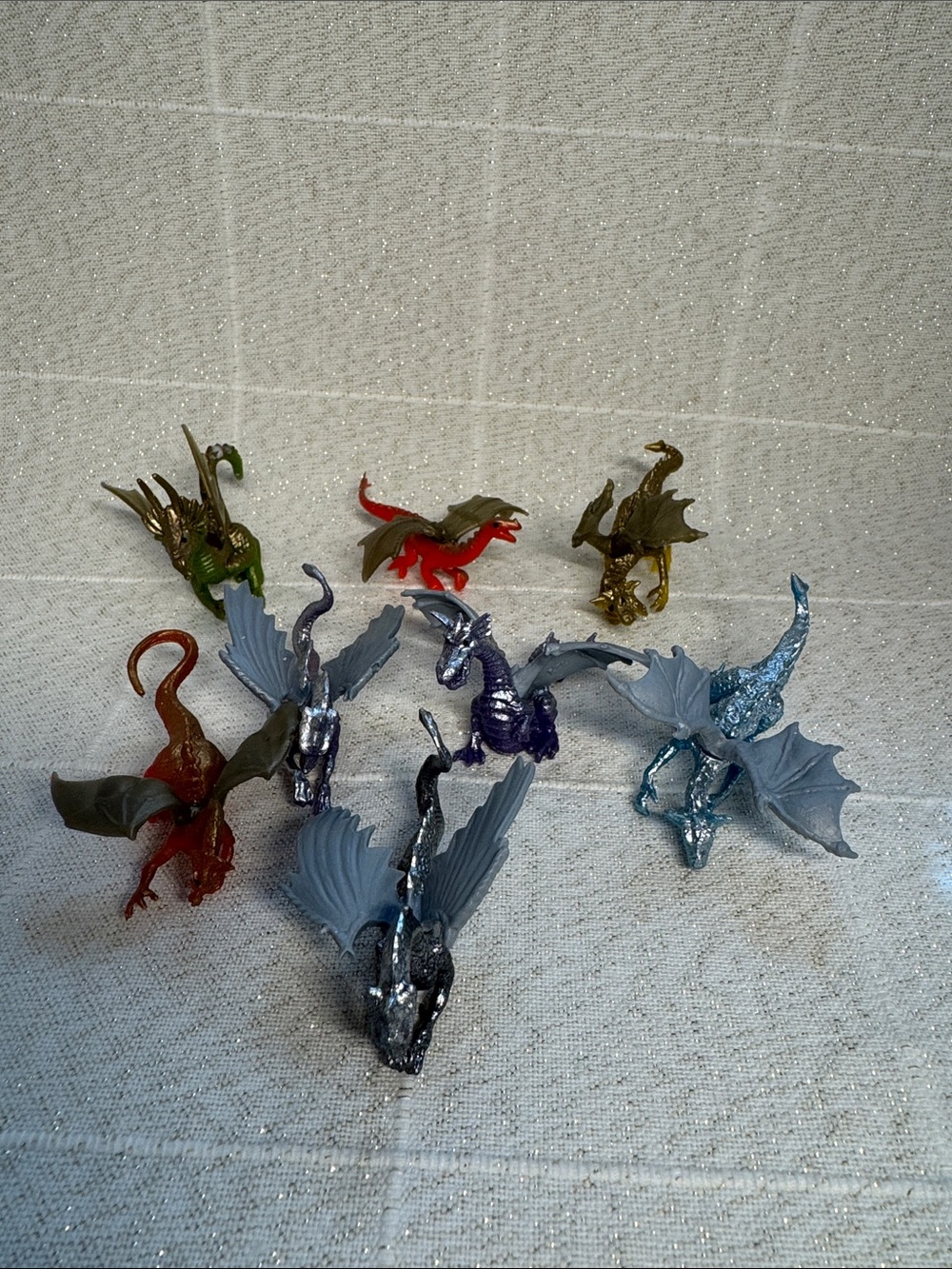 Assorted Small Plastic Dragon Figures - Metallic Colors